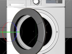 3DCG洗濯機のフタが半分閉まった状態